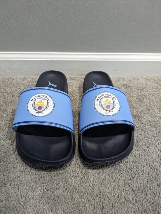 Puma 2022 Leadcat 2.0 Slide Sandals Manchester City Mens Sz 9 Blue Black Footbal